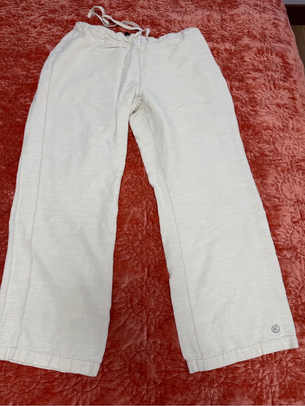 KAVU Women's Beige Bamboo Blend Pants Size Large Elastic Waist Casual Lounge